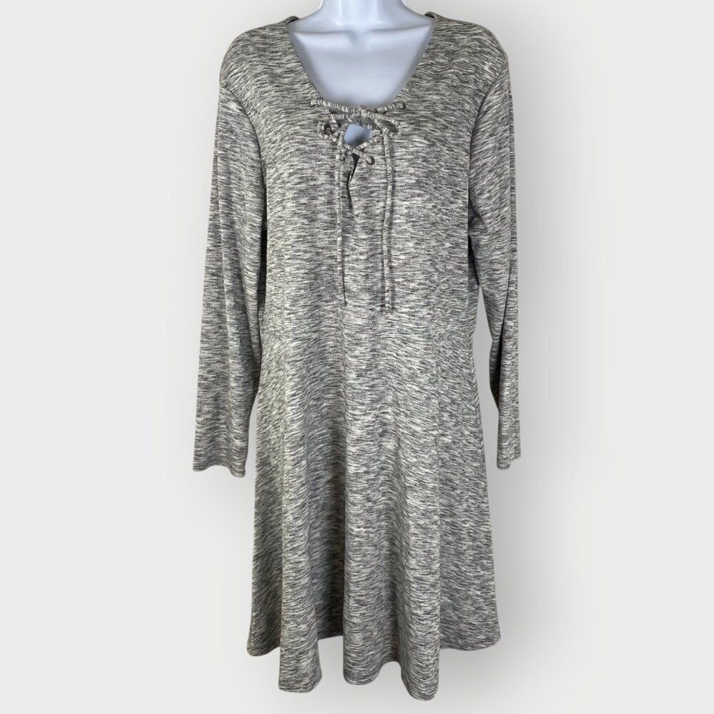 Old Navy Womens Long Sleeve Tshirt Dress | XL | Heathered | Front Lace Up